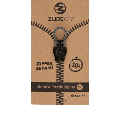 Metal & Plastic Zipper XL - Black