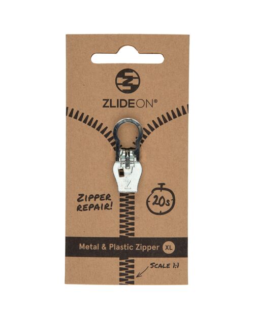 Metal & Plastic Zipper XL - Silver