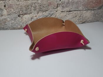 Corbeille en Cuir Tannage Végétal Fuchsia 2