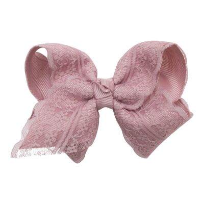 LUCY – 8 cm. blonde sløjfe på elastik - cameo stoevet rosa
