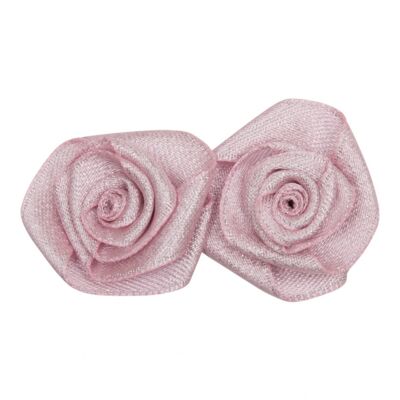 ERIKA – Dobbelt glitter rose med klapspænde - lyseroed glitter