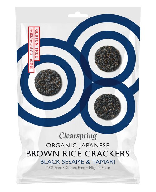 Crackers japonais biologiques au riz complet & sésame noir 40g