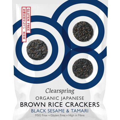 Crackers japonais biologiques au riz complet & sésame noir 40g