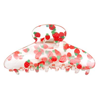 Eva – Klar/Jordbær hårklemme – 11 cm bred