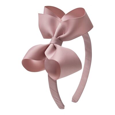 Michelle – Hårbøjle med stor sløjfe i grosgrain – standardfarver - cameo stoevet rosa