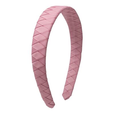 Victoria – Hårbøjle bred flettet i grosgrain - quartz rosa