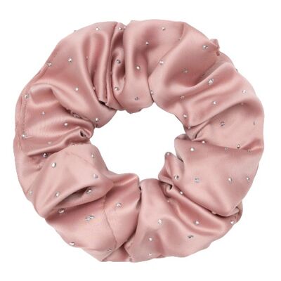 Melia – Rosa Satin Scrunchie med små sten