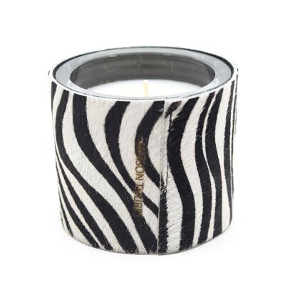 ZEBRA COWHIDE CANDLE - 1 WICK - FRENCH LEATHER 🇫🇷