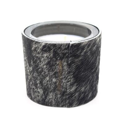PEPPER AND SALT COWHIDE CANDLE - 1 WICK - FRENCH LEATHER 🇫🇷