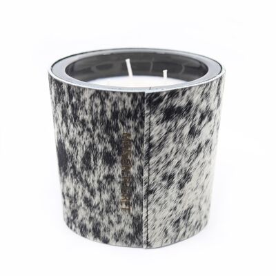 PEPPER AND SALT COWHIDE CANDLE - 3 WICKS - FRENCH LEATHER 🇫🇷