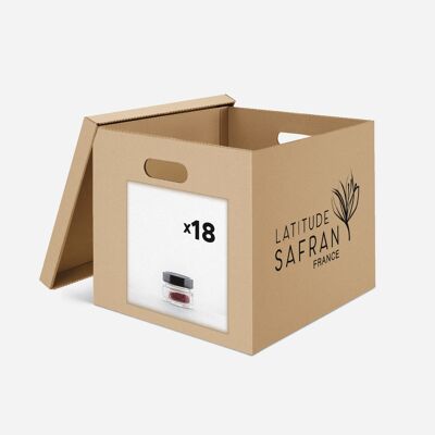 Kiste mit 18 Gläsern Quercy Safran Narben - 0,5 g