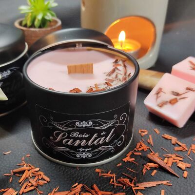 Handmade Sandalwood Candle 175gr - Metal Box with Lid - Soy Wax and Grasse Scent