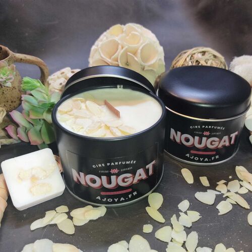 Bougie Nougat Blanc 175gr - Boîte Métal avec Couvercle - Cire de Soja et Parfum de Grasse