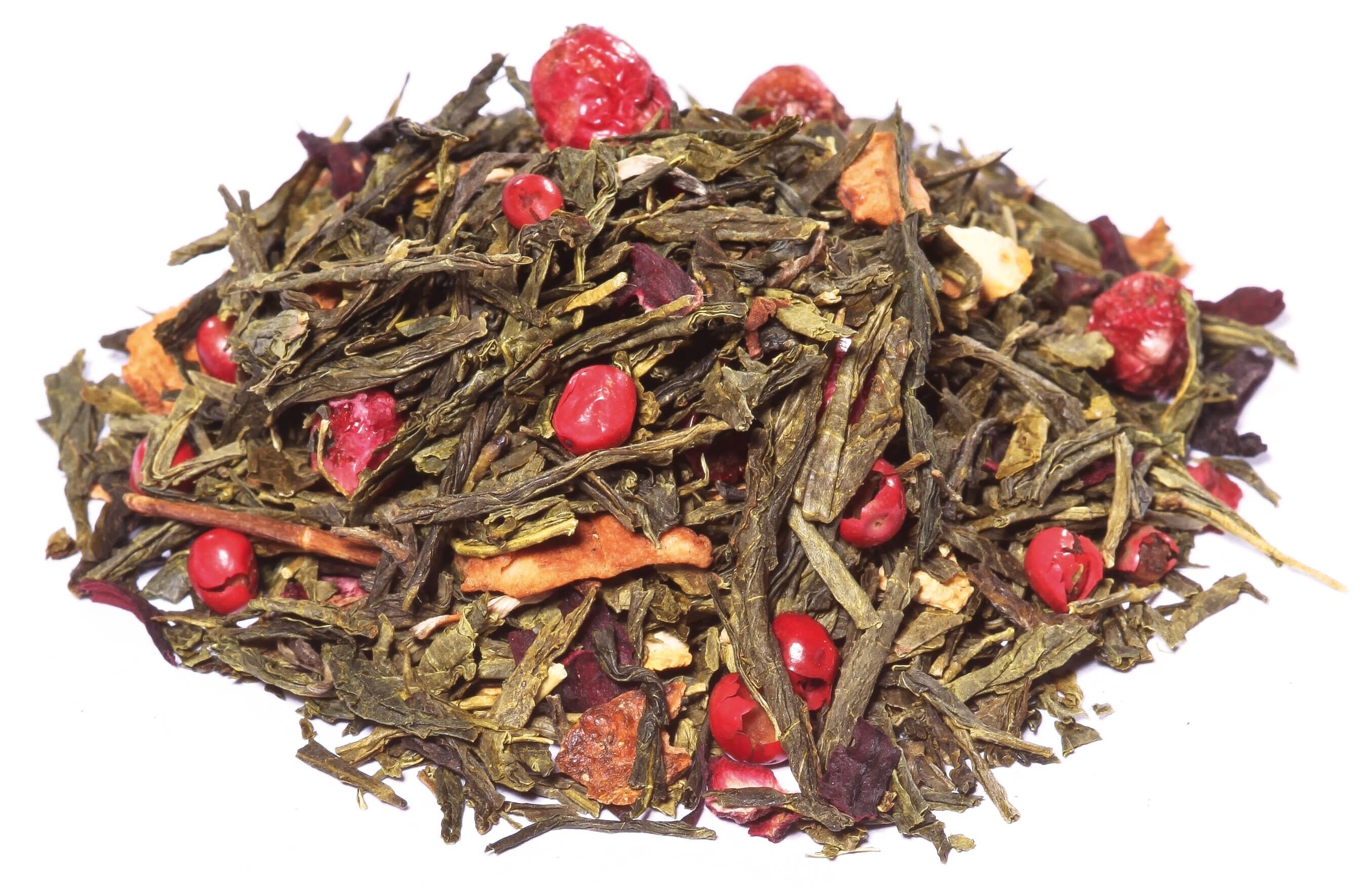 Grüner Tee rosa Pfeffer und Johannisbeere 100g