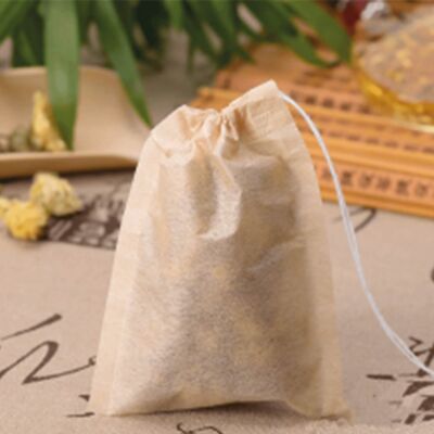 100 disposable biodegradable paper tea bags with string 7X9 CM