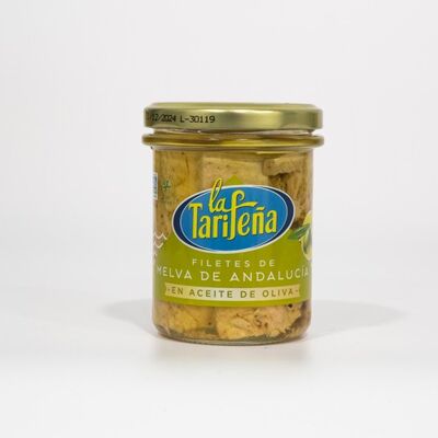 Melva dall'Andalusia. Olio d'oliva. Vasetti di vetro.