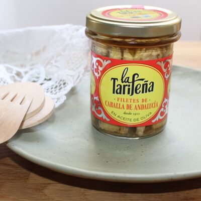 Mackerel from Andalusia Vintage Edition. Olive oil. Glass jars.