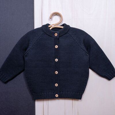 THE WOOLLY CARDIGAN - dark grey - 62/68