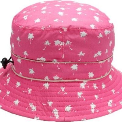 Bubzee Toggle Sun Hats - Toddler 2 - 4 Years - Magenta Palm Tree