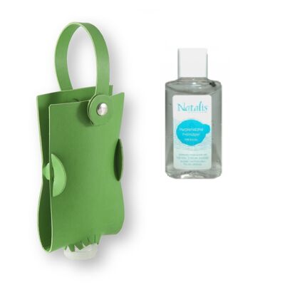 Distributeur vert avec gel hygiénique pour les mains
