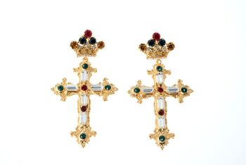 Boucles d'oreilles pendantes avec croix latines gothiques 1