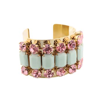 Bracelet plaque avec cristaux menthe et rose 3