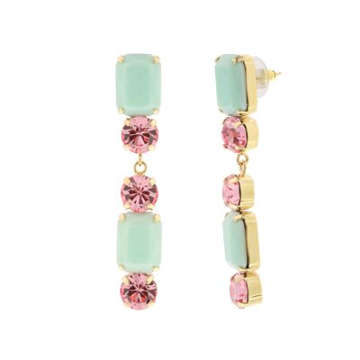 Mint and pink crystal earrings