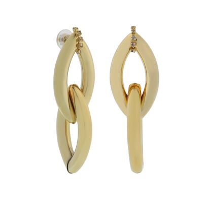 Oval brass chain earrings