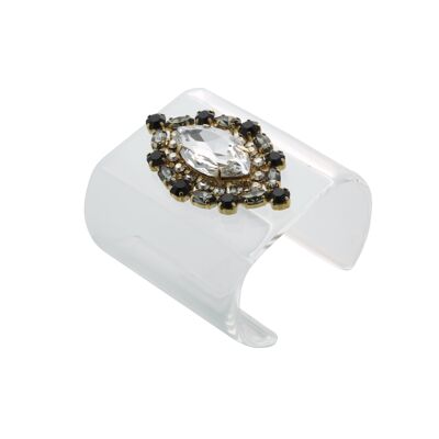 Bracelet en plexiglas avec cristaux blancs et noirs