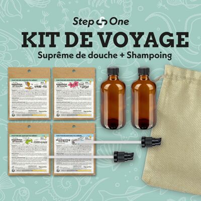 Coffret de voyage Suprême de douche (Gel douche) /shampoing à reconstituer avec de l'eau - cadeau Saint Valentin