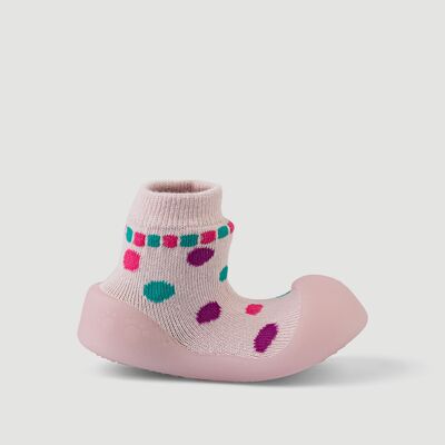 Big Toes Babyschuhe Modell Chameleon New Polka Pink aus Baumwolle, die die Farbe ändern