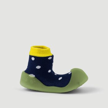 Chaussons bébé Big Toes modèle Chameleon Polka Navy en coton qui change de couleur 2