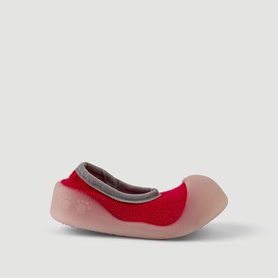 Big Toes Chameleon Flat Red baby shoes in cotton that change color