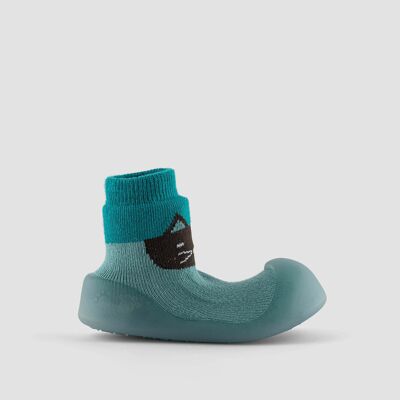 Chaussons bébé Big Toes modèle Caméléon Chat Vert en coton qui change de couleur