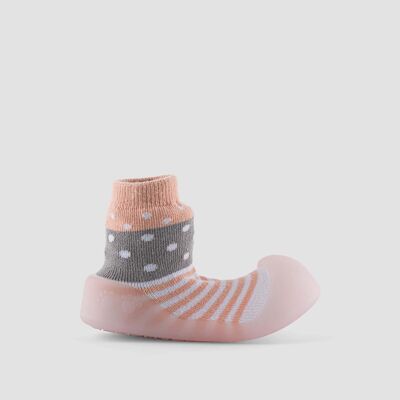 Calzado de bebés Big Toes modelo Chameleon Pink Polka de algodón que cambian de color