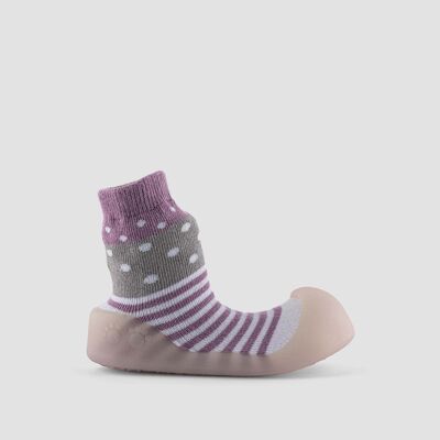 Big Toes baby shoes Chameleon Lilac Polka model in cotton that change color
