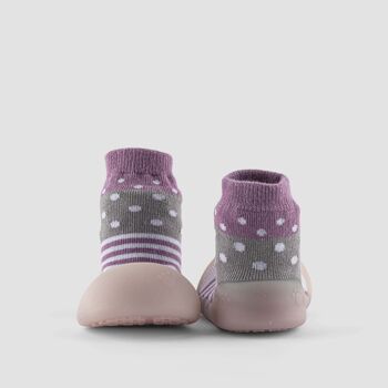 Chaussons bébé Big Toes modèle Caméléon Lilas Polka en coton qui change de couleur 4