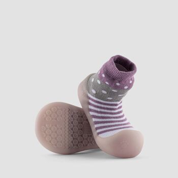 Chaussons bébé Big Toes modèle Caméléon Lilas Polka en coton qui change de couleur 5