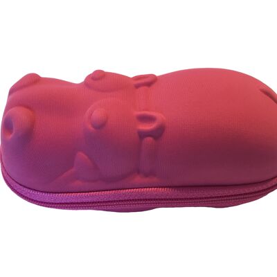 Zippered Sunglasses Case - Pink Hippo