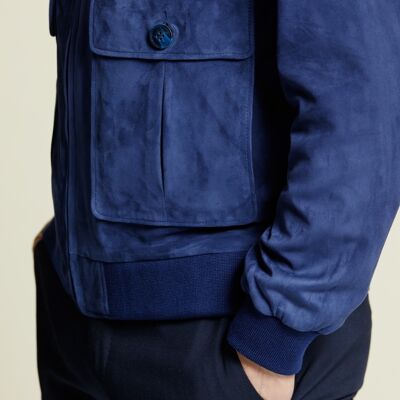 Blouson en daim bleu