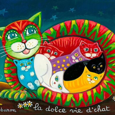affiche "La dolce vie de chat"