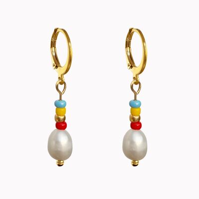 Earrings pearl rainbow gold