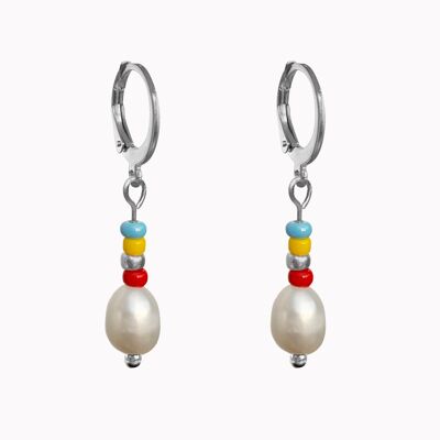 Earrings pearl rainbow silver