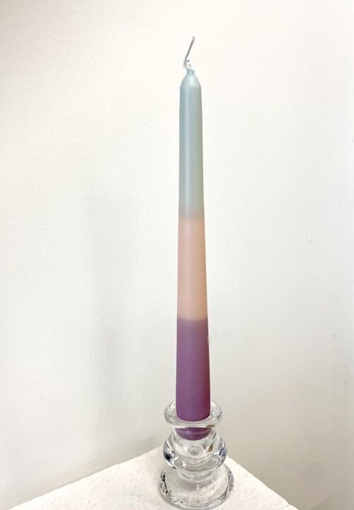 Spring/Easter Dip Dye Taper Candle - Purple Pink Mint