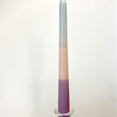 Spring/Easter Dip Dye Taper Candle - Purple Pink Mint