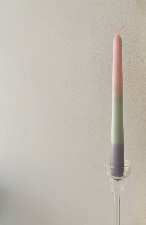Spring/Easter Dip Dye Taper Candle - Purple Mint Pink