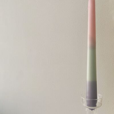 Spring/Easter Dip Dye Taper Candle - Purple Mint Pink
