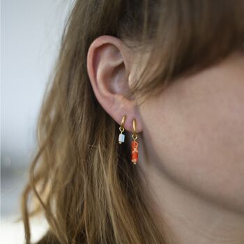 Boucle d'oreille tube corail or 2