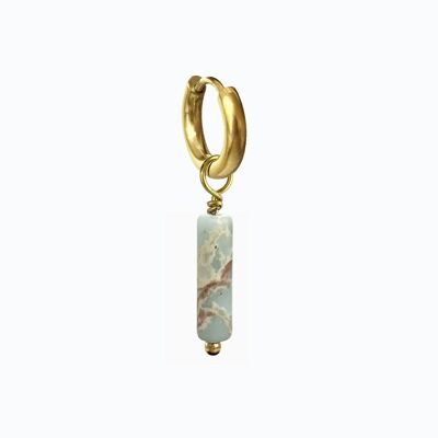 Boucle d'oreille tube or turquoise