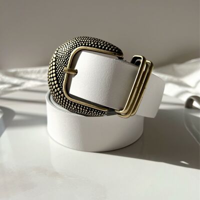 White Belt, Women Leather Belt, Buckles Belt, Gift for Her, Made from Full Grain Leather, in Greece - Angels Touch